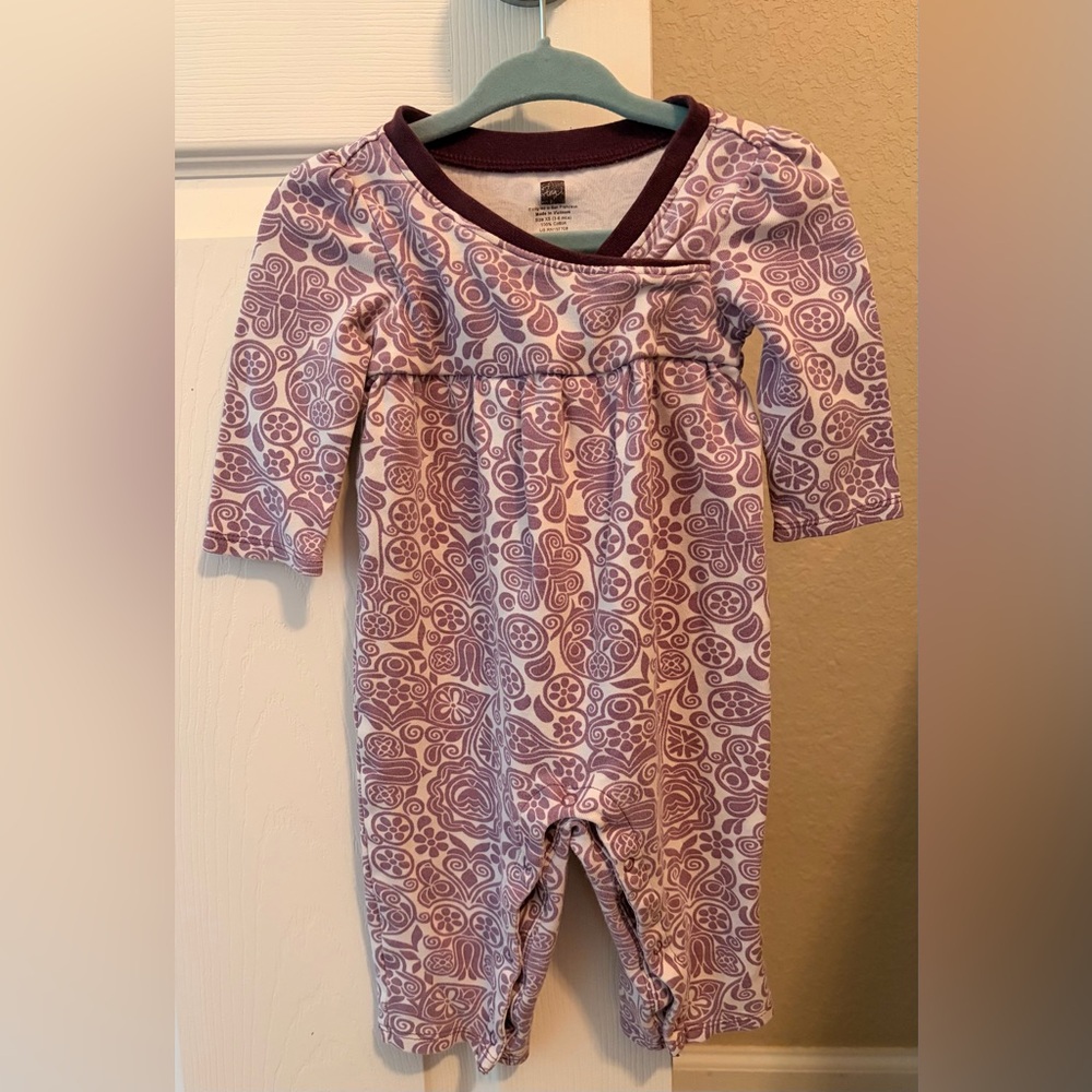 Tea Collection Purple Patterned Baby Onesie outfit